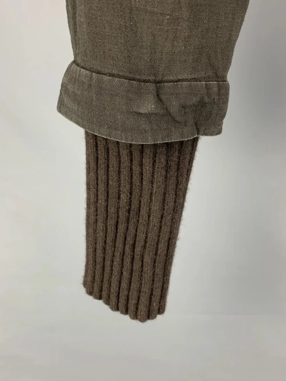 ISABEL BENENATO Size 34 Slate Olive Mixed Fabrics Casual Pants